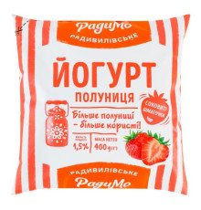 Йогурт, РадиМо, Полуниця, 1.5%, плівка 400гр.