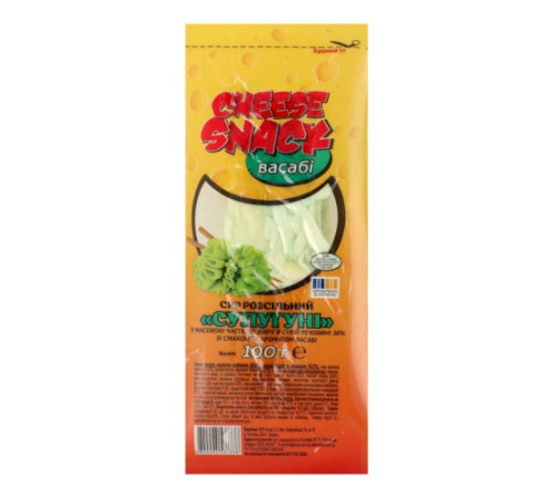 Сир, Cheese Snack, розсільний зі смаком васабі, Сулугуні в/у 100г