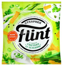 Сухарики, Flint, 100г зі смаком сметани із зеленню