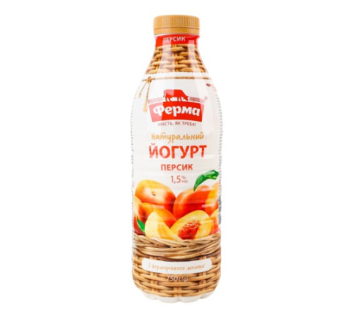 Йогурт, Ферма, 750г Персик натуральний 1.5%