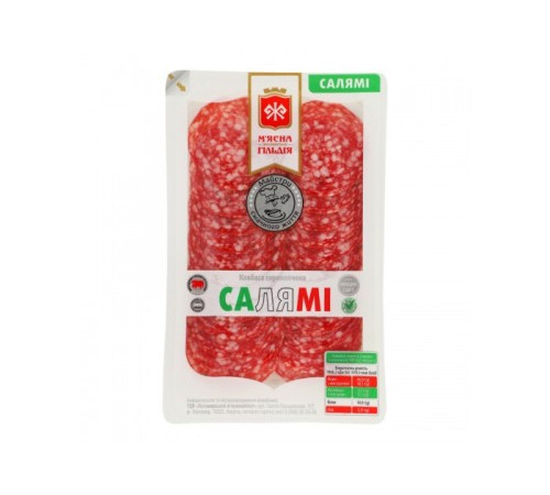 Ковбаса с/к, М`ясна Гільдія, Салямі в/г нарізка 75г