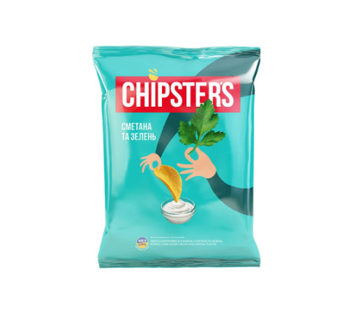 Чипси, Chipster`s, Сметана із зеленню 100г