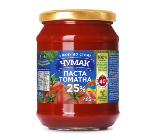 Томатна паста, Чумак 25% 485г скло