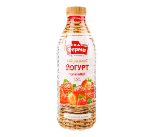 Йогурт, Ферма, 750г Полуниця натуральний 1.5%