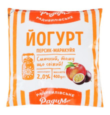 Йогурт, РадиМо, Персик-маракуйя, 2%, плівка 400гр