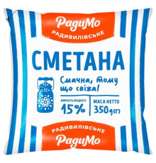 Сметана, Радимо, 15%, плівка 350гр.