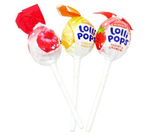Карамель, Roshen, Lollipops з йогуртовим смаком (48шт) 920г