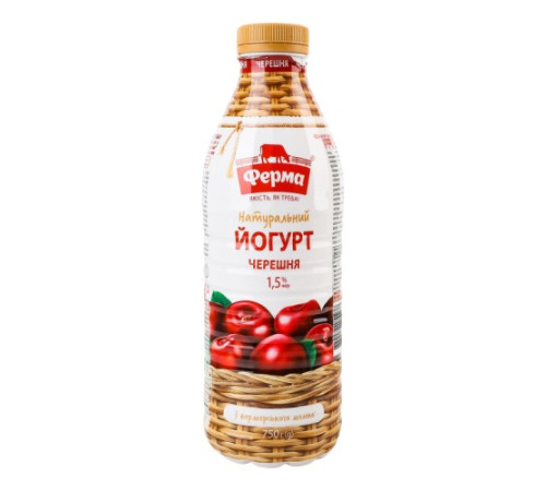 Йогурт, Ферма, 750г Черешня натуральний 1.5%